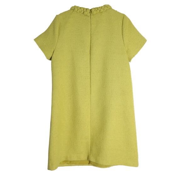 TUCKERNUCK Chartreuse Tweed Jackie Shift Yellow Mini Dress Women's M - Picture 2 of 11